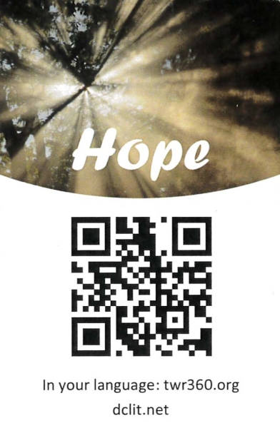 Handy QR-Code Karte Hope twr360.org mehrsprachig